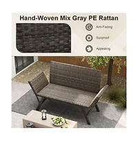 Boyel Living Patio Convertible Sofa for 2 Quick Dry Foam Padded Rattan with Armrests