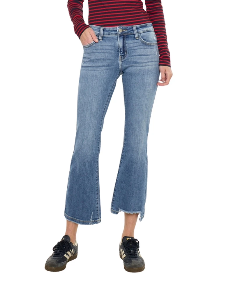 KanCan Essential Women's Savanna Mid Rise Crop Flare Jeans
