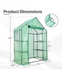 Aoodor Walk-in Greenhouse with 4 Shelves, Outdoor Garden Plant House with Pe Cover for Growing Vegetables, Flowers