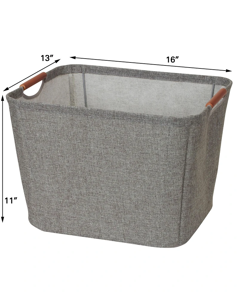 Household Essentials Medium Tapered Soft-Side Storage Bin with Wood Handles