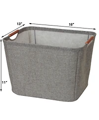 Household Essentials Medium Tapered Soft-Side Storage Bin with Wood Handles