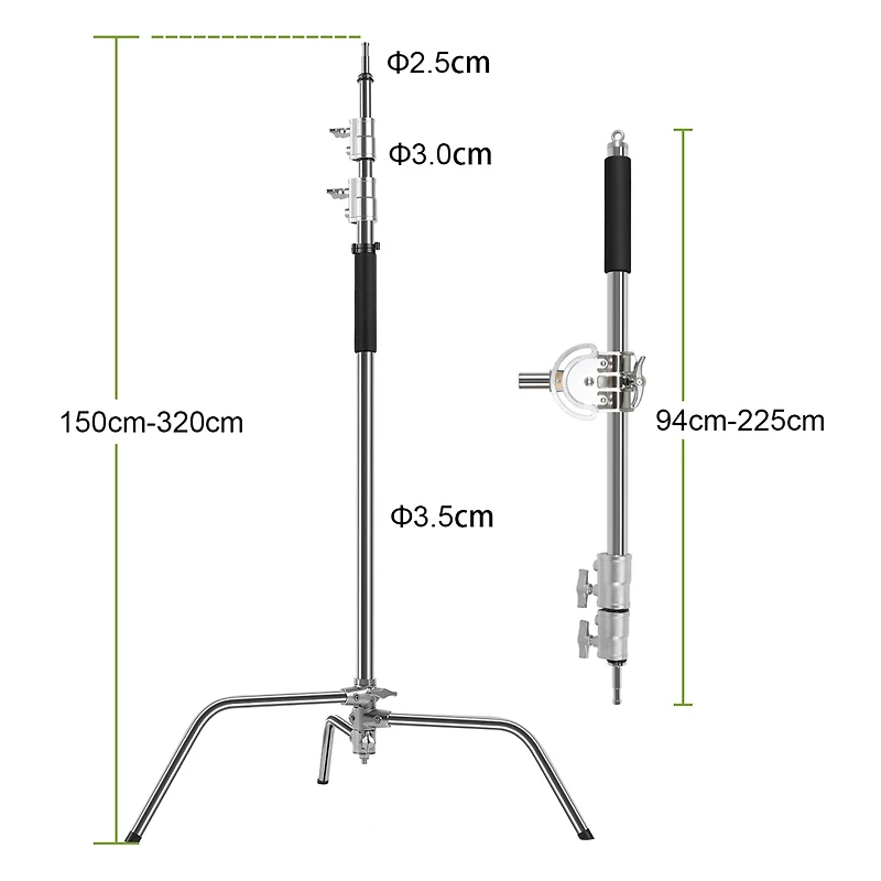 Gvm C360 10.5 inch Turtle Base C-Stand and Cross Arm Boom Kit 192223234604