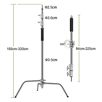 Gvm C360 10.5 inch Turtle Base C-Stand and Cross Arm Boom Kit 192223234604