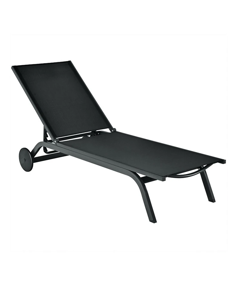 Clihome 6-Position Adjustable Fabric Outdoor Patio Recliner Lounge Chair