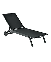 Clihome 6-Position Adjustable Fabric Outdoor Patio Recliner Lounge Chair