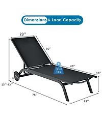 Clihome 6-Position Adjustable Fabric Outdoor Patio Recliner Lounge Chair