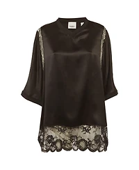 Pre-Owned Burberry Women's Satin Lace Trim Blouse