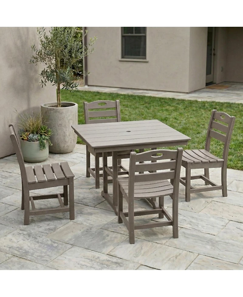 Asagikoiai 5-Piece All-Weather Hdpe Outdoor Dining Set with Umbrella Hole