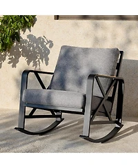 Tribesigns Outdoor Rocking Chair Set of 2, Patio Furniture Sets, Waterproof Rocking Chair with Thick Cushion, Metal Rocker for Balcony
