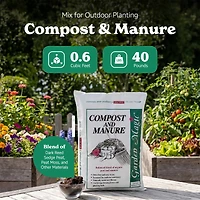 Michigan Peat 5240 Outdoor Lawn Garden Compost and Manure Blend, 40 Pound Bag