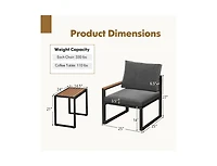 Boyel Living 3 Pieces Aluminum Frame Weatherproof Outdoor Conversation Set with Soft Cushions
