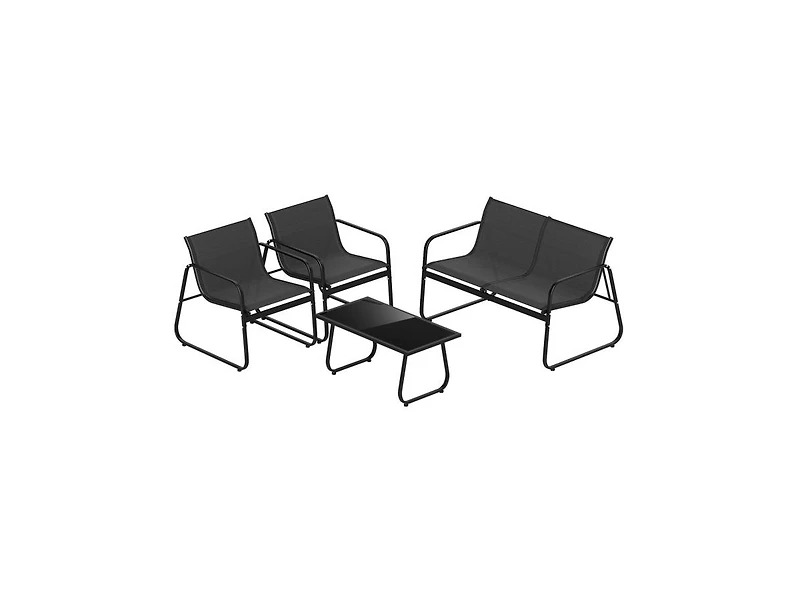 Boyel Living 4 Pieces Patio Furniture Set Fabric Lawn Chairs and Loveseat with Glass Coffee Table