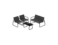 Boyel Living 4 Pieces Patio Furniture Set Fabric Lawn Chairs and Loveseat with Glass Coffee Table