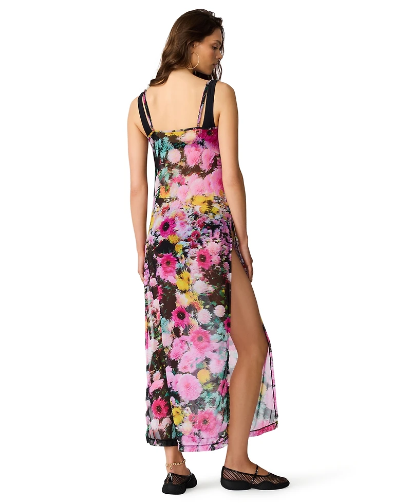 Steve Madden Women's Mesh Cowl Neck Cover-Up Maxi Dress