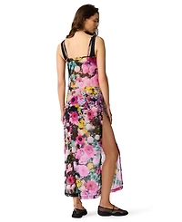 Steve Madden Women's Mesh Cowl Neck Cover-Up Maxi Dress