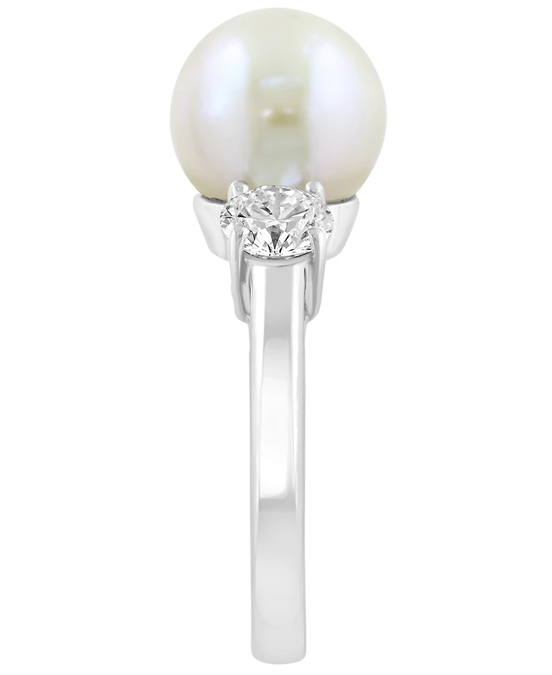 Effy Collection Freshwater cultured Pearl (10mm) & Lab Grown Diamond (1 ct. t.w.) Ring in Sterling Silver