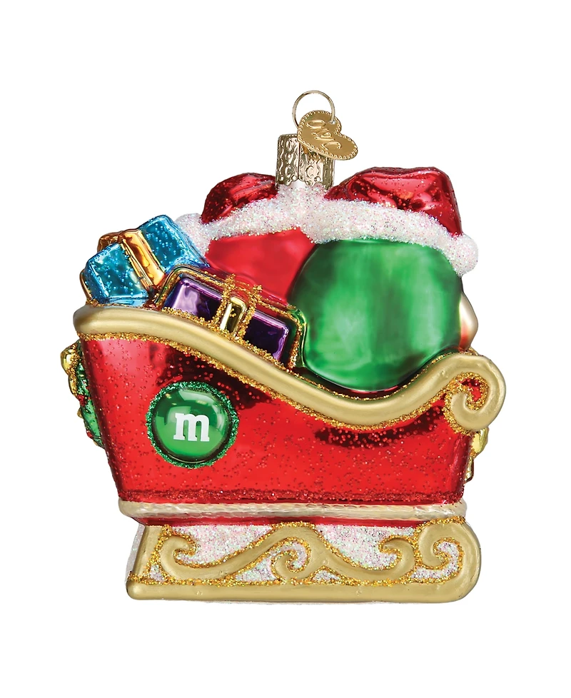 Old World Christmas 4" Mars Wrigley Candies M&M's in Sleigh Ornament