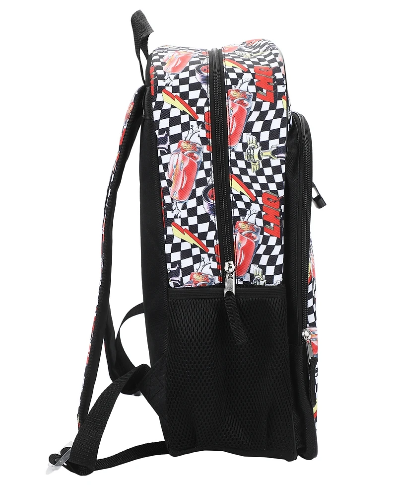 Bioworld Boys' Cars All Over Print Backpack, Lunch Bag, Key Chain and Pencil Case, 4-Piece Set