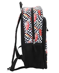 Bioworld Boys' Cars All Over Print Backpack, Lunch Bag, Key Chain and Pencil Case, 4-Piece Set