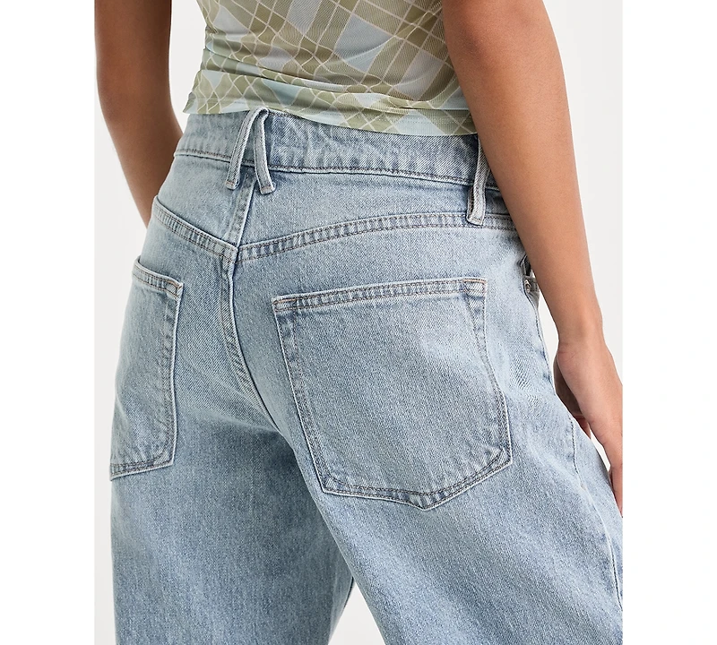 Good American Women's Petite 90's Mid-Rise Straight-Leg Jeans