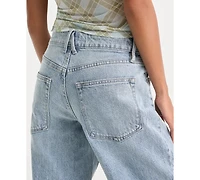 Good American Women's Petite 90's Mid-Rise Straight-Leg Jeans