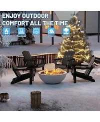 Clihome Folding Outdoor Adirondack Chairs with Cup Holders (Set of 2)