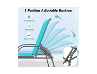 Boyel Living 2 Pieces Outdoor Patio Lounge Chair Chaise Fabric with Adjustable Reclining Armrest