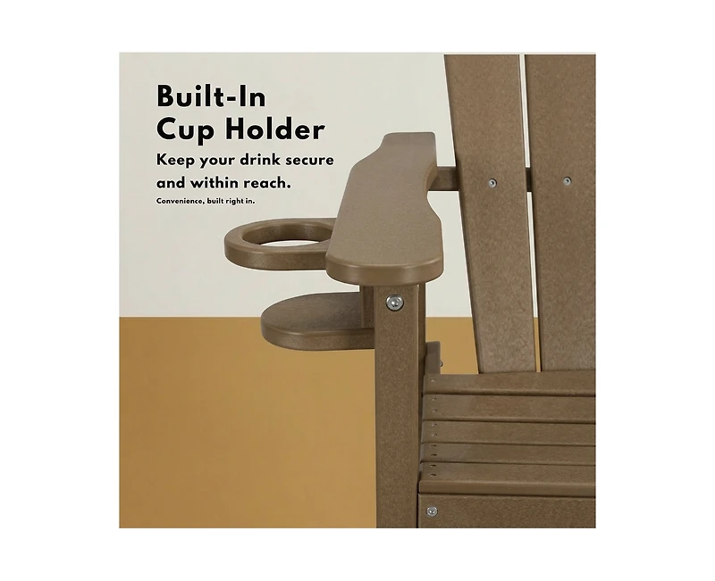 sumyeg All Weather Hdpe Bar Height Adirondack Chair with Armrests and Cup Holder