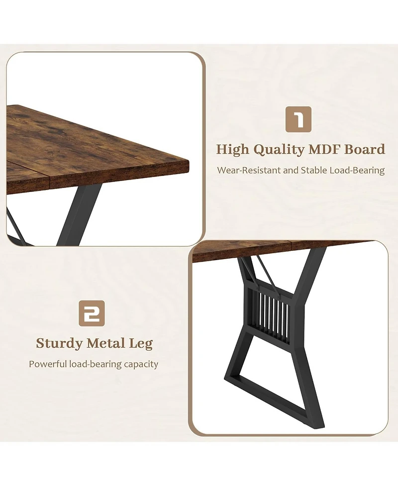 gaomon 70.8 Inch Dining Table 4-6 Person, Kitchen Dinner with Heavy Duty Metal Legs