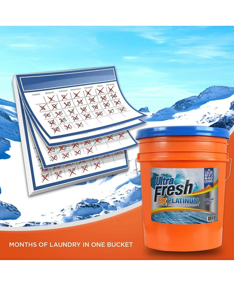 Ultra Fresh 6X Platinum 5 Gal Laundry Detergent, Up to 640 Loads