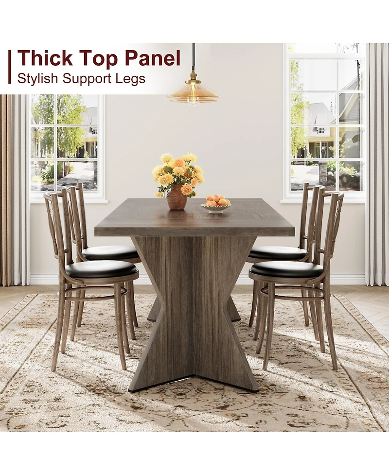 gaomon 71 Inch Rectangular Dining Table for 6, Rustic Farmhouse Tall Kitchen Table with Large Tabletop