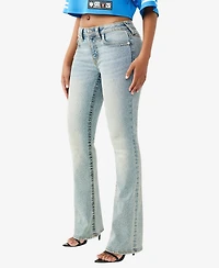 True Religion Women's Becca Mid-Rise Bootcut Crystal Big T Jeans