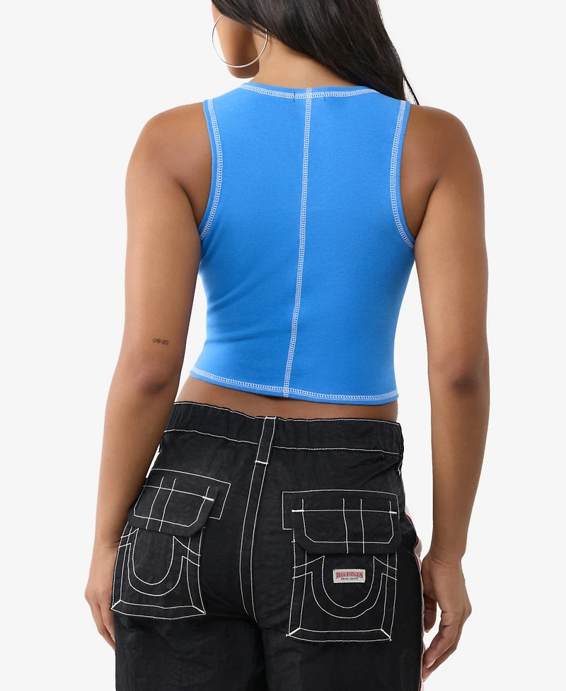 True Religion Women's Printed Buddha Split Top