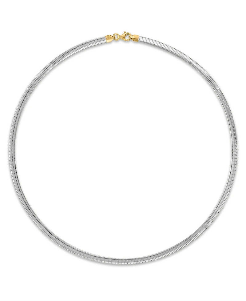 Macy's Double Sided Reversible Omega Necklace in 14k Gold Over Sterling Silver & Sterling Silver