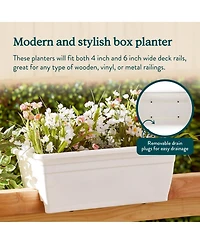 The Hc Companies 24 Inch 4 Pack Deck Rail Box Planter with Drainage Holes