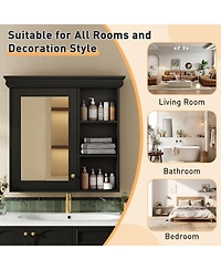 Phying Wall Mounted Bathroom Medicine Cabinet with Mirror Black Over Toilet Storage Cabinet Multifunctional Bathroom Storage Organizer
