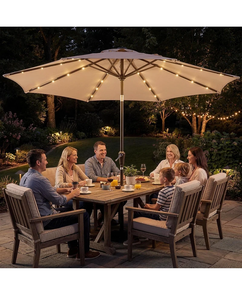 gaomon Outdoor 9FT Table Market Patio Umbrella with 32 Solar Led Lights for Garden, Deck