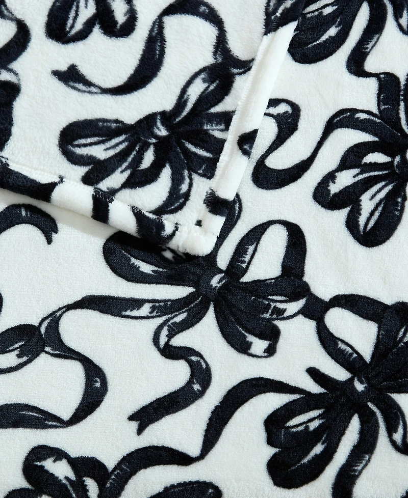 Betsey Johnson Ballet Bows Printed Plush Throw, 70" X 50"