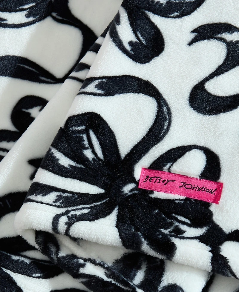 Betsey Johnson Ballet Bows Printed Plush Throw, 70" X 50"