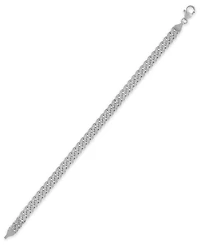 Macy's Men's Starburst Diamond-Cut Cuban Link Chain Bracelet in Sterling Silver