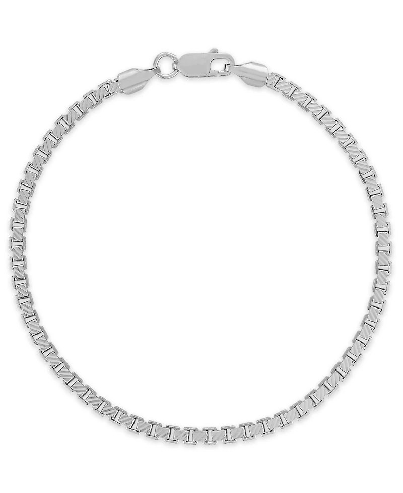 Macy's Men's Pave Diamond-Cut Box Chain Bracelet in Sterling Silver