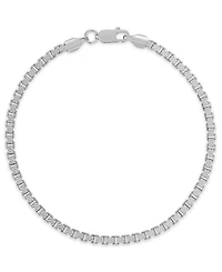 Macy's Men's Pave Diamond-Cut Box Chain Bracelet in Sterling Silver