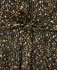 Reiss Women's Floral Metallic Flippy Mini Dress