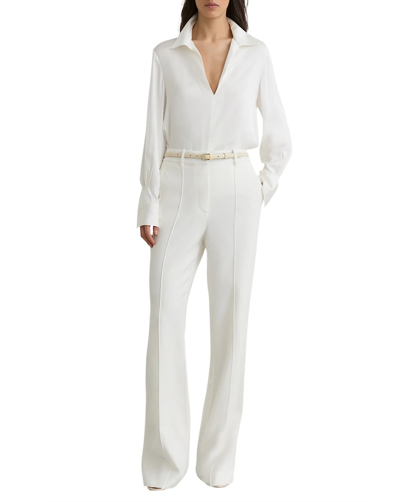 Reiss Women's Silk-Blend Open-Collar Shirt