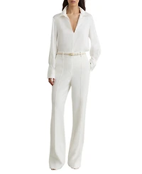 Reiss Women's Silk-Blend Open-Collar Shirt