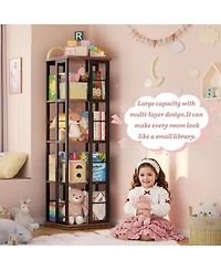 Aheaplus Corner 4-5 Tiers Display Shelves, Freestanding Rotating Bookshelf