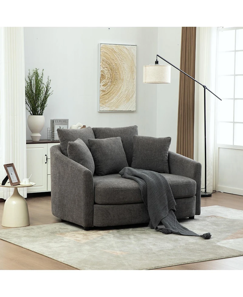 Streamdale Furniture 56.3'' Wide Upholstered Round Cuddle Chaise with Pillows