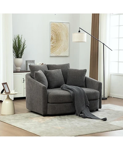 Streamdale Furniture 56.3'' Wide Upholstered Round Cuddle Chaise with Pillows