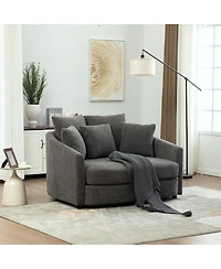Streamdale Furniture 56.3'' Wide Upholstered Round Cuddle Chaise with Pillows