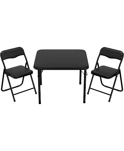 gaomon Folding Table And Chair Set Of 3, Portable Soft Pu Upholstered Seats, No Assembly Needed